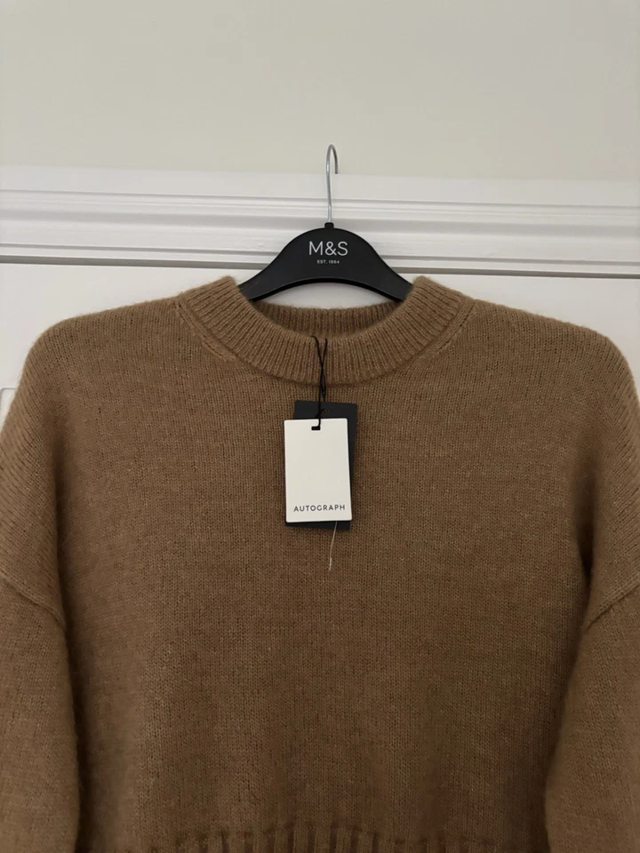 AUTOGRAPH M&S WOMENS WOOL & MOHAIR CARAMEL TAN BROWN CROPPED JUMPER Size 16 Bnwt - Image 4 of 4