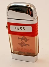 Vintage SCRIPTO VU-LIGHTER "Feb 20-Mar 20 (Pisces)" New/Old stock Never Used