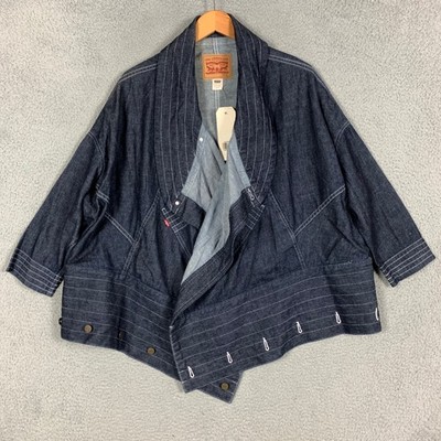 Levis Oversized Kimono Jacket Womens Small Blue Denim Shawl Wrap Minimalist $200