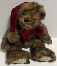 Dan Dee Collectors Choice Christmas Teddy Bear Plush Brown Red Bow Hat Stuffed