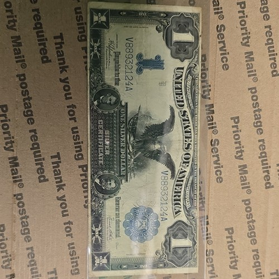 #ad #ad 1899 $1 US Large Silver Certificate Black Eagle Design with Blue Seal Banknote $280.00