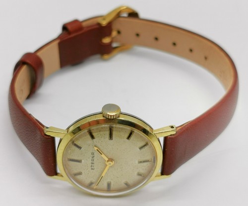 Vtg 1960 Eterna Gold Plated 17 Jewel Slimline Gold Plated Ladies Watch Cal 1435K - Picture 10 of 17