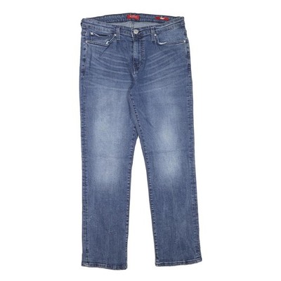 GUESS Herren Jeans Regular Fit Blau Denim W34 L37 Baumwollmischung Reißverschlusstaschen