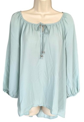 Heart Soul Women's Tunic Top Blouse w/ Lace Back, Front Tie - Plus Size 2X Blue