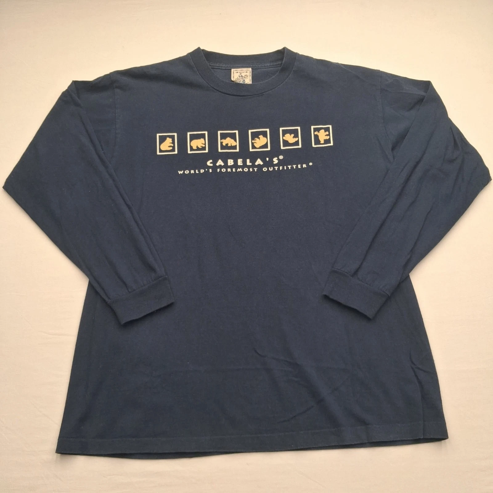 VTG Alore Cabelas Shirt Mens Large Bear Graphic Crewneck Long Sleeve USA Made