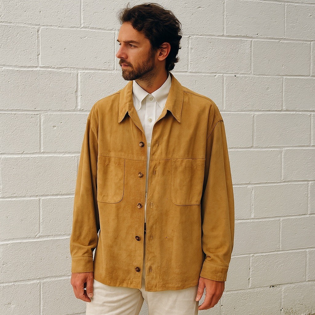  ジップアップジャケット サイズ3 Vintage Sulka Suede Button Up Shirt Jacket Mens 48 US Medium Tan