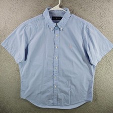 Ralph Lauren Mens XL Blue Gingham Short Sleeve Cotton Button Down Shirt