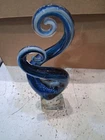 Murano Art Glass Sculpture Hand-Blown Spiral Form, 12.5", Italy w/Label on Base