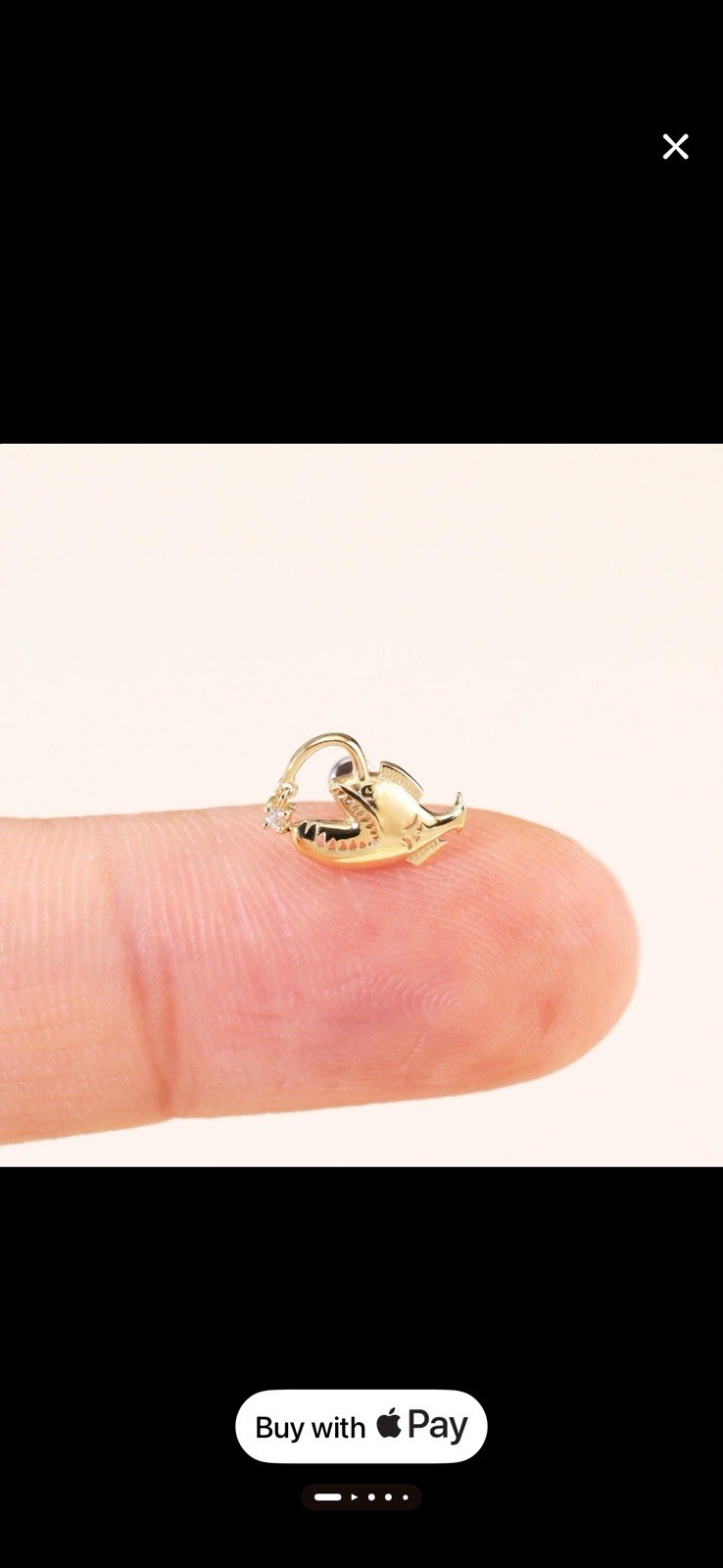 Solid 14k Anglerfish Single earring moissonite Da… - image 1