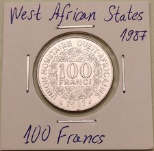 West African States coin,  100 Francs, 1987