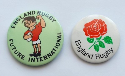 2x Vintage England Rugby Union Metall Pin Anstecker Future International rote Rose