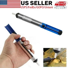 Metal Desoldering Pump Sucker Solder Irons Removal Remover Tool Blue Silver