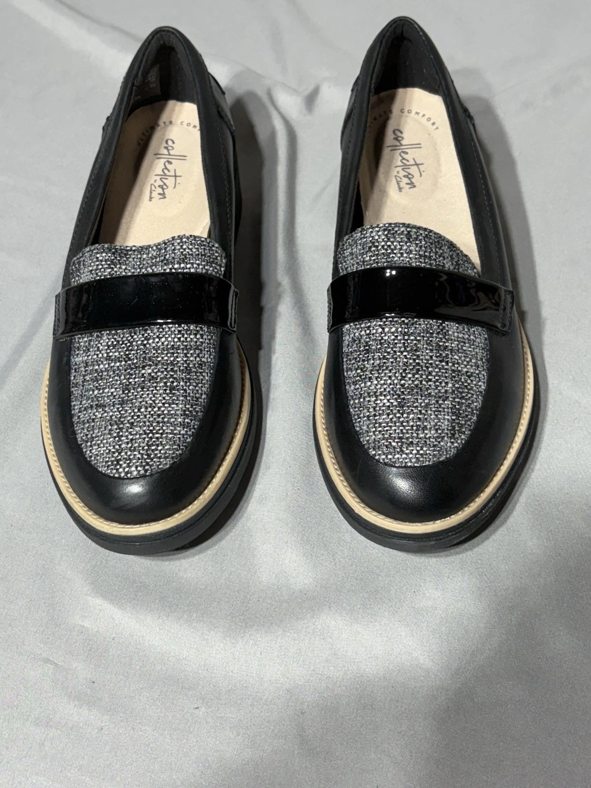 Scarpe mocassino donna Clarks Collection morbide ammortizzate nero grigio misura 7 5
