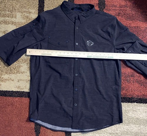 Harley Davidson Button Down Shirt Adult XL Slim Black Nylon Stretch - Picture 4 of 10