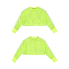 Kids Mesh Hip Hop Crop Top Jazz Girls Holiday Wear Long Sleeve Pullover Tee