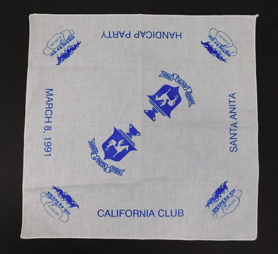 SANTA ANITA PARK March 8, 1991 California Club Handicap Party Linen Towel Napkin