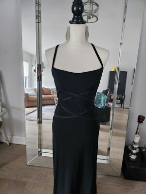BCBG Black Criss Cross Open Back Formal Dress NWT Size Small | eBay
