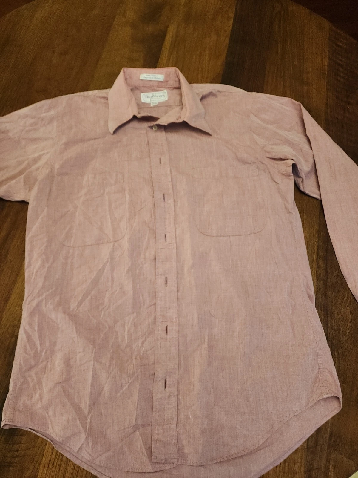Camicia uomo BURBERRYS OF LONDON 15 5 34 rosa blu bianco abbottonata J12