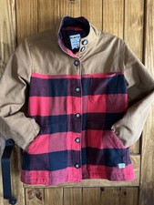 Kavu Women’s Large Jacket Canvas & Red Plaid Big Button Up. Nwot Super Nice