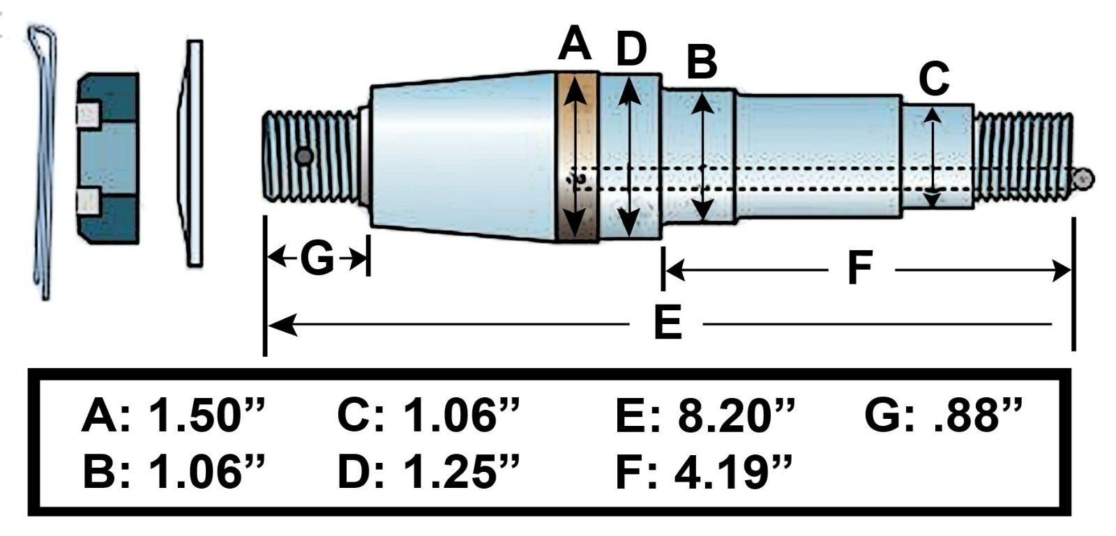 Tie Down Engineering Removable Spindle for 3500lb Torsion Axles 84 New! eBay