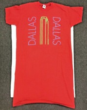 Vtg 1990 Logo Ltd Red Nightshirt Sleep Shirt Dallas Texas Logo Skyscraper 1 Size
