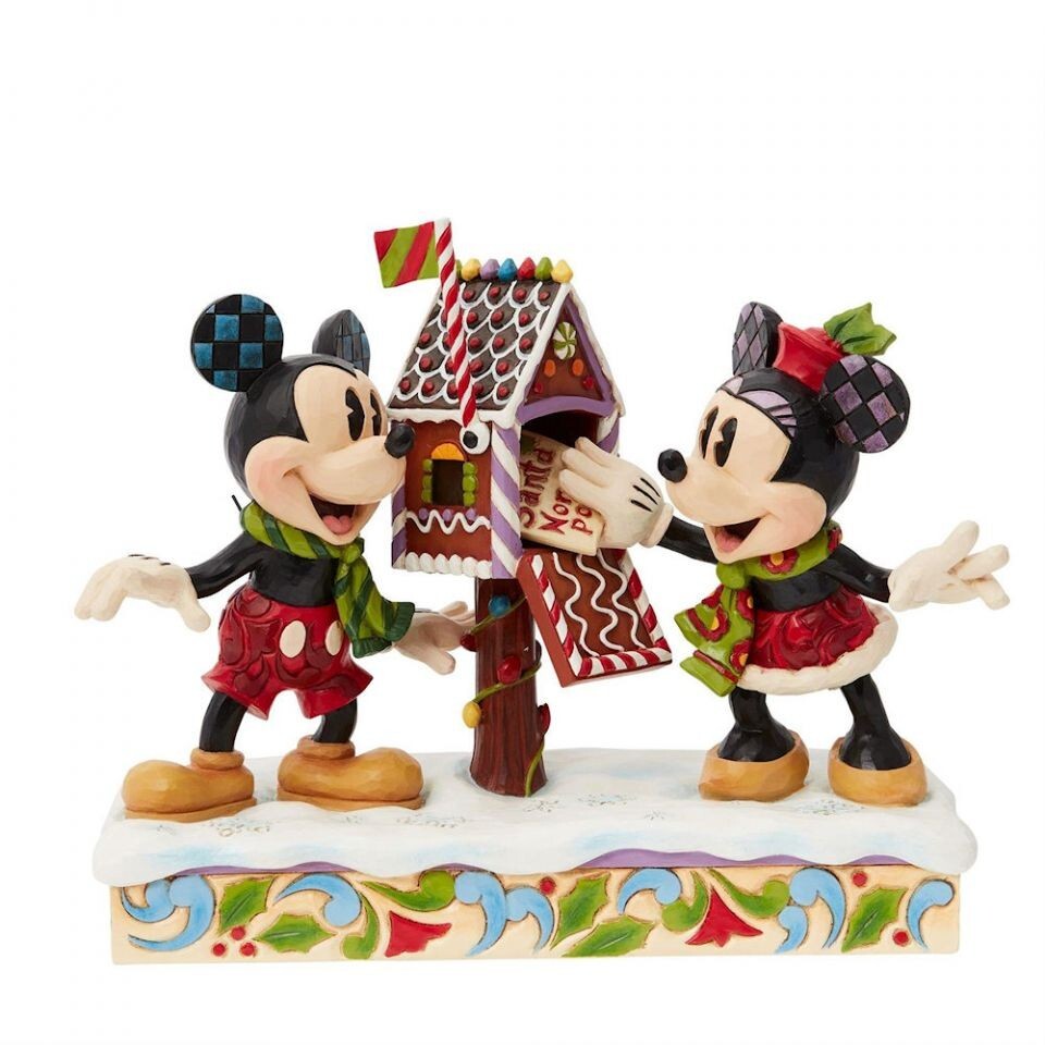 Jim Shore Disney MICKEY AND MINNIE LETTERS FOR SANTA FIGURINE