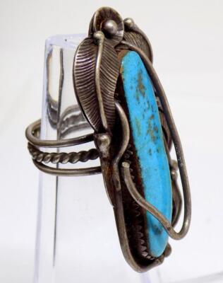 Andy Lee KIRK Sterling Silver Navajo Turquoise Ring Isleta Pueblo
