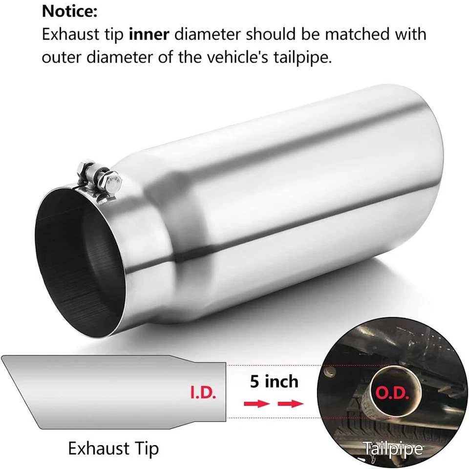 For Toyota Land Cruiser Stainless Steel Exhaust Tip 5" Inlet - 6" Outlet - 15" - Image 4 of 4