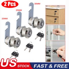 2Pc Cabinet Cam Lock Set Cylinder Key Storage Locks For Tool Box Drawer Mail Box