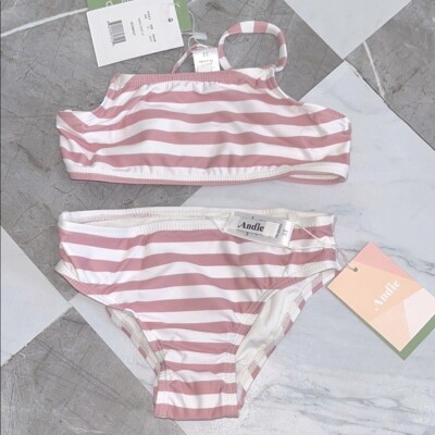 NEW Andie Kids bikini Swim Set in Pink and White Stripes sz 3T
