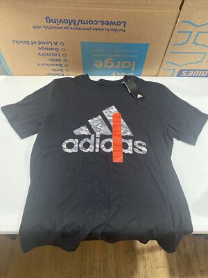 Adidas Men's Linear Army Camo Box Short Sleeve Tee Shirt Black