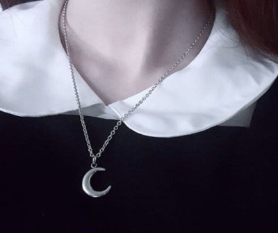 Minimalist Crescent Moon Necklace, Electroplated, 45cm+5cm, Silver
