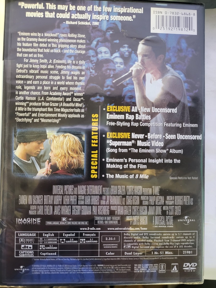 8 MILE (DVD WIDESCREEN NEW) KIM BASINGER - CHOOSE WITH/WITHOUT A
