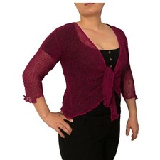 Womens Open Front Tie Up Shrug Ladies Knitted Cropped Bolero Short Cardigan Top