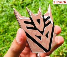 2 Pack Aluminum Transformers Autobots Decepticon Car Sticker Decal Emblem