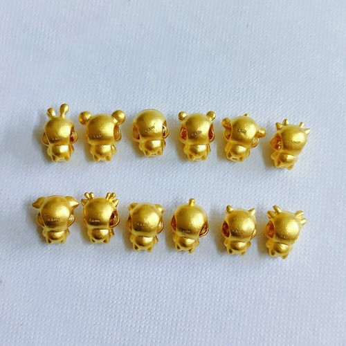 Colgante de conejo dragón serpiente zodiaco chino 3D oro amarillo puro 999 24K hágalo usted mismo 1 pieza - Imagen 12 de 13