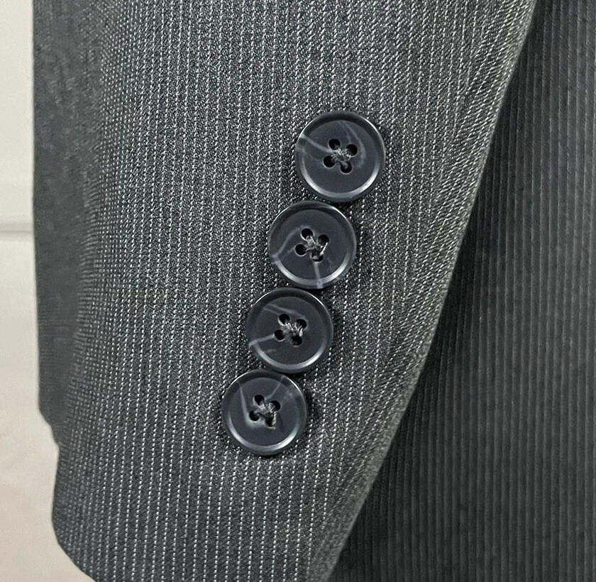 J Ferrar 2 Piece Suit Mens 38L 32x31 Gray Pinstripe Flat Front Polyester Blend - Image 2 of 4