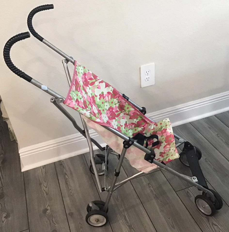 Vtg. Cosco Stroller Light Weight Compact Folding Flower Power Travel Vacation - Image 3 of 4