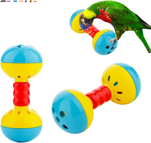 2 Pcs Bird Barbell Dumbell Foot Toy, Enrichment Rattles Bells Foot Toy ...
