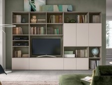 MOBILE PARETE SOGGIORNO LIBRERIA IN ESSENZA/ECO OPACO PENSILI BASI ANTE SPA1