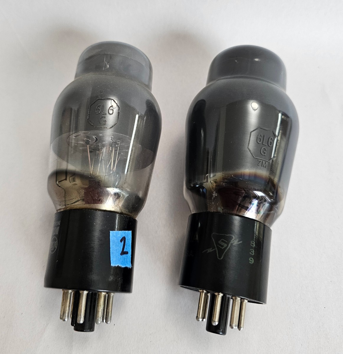 2 - Vintage RCA and Sylvania 6L6 G Coke Bottle Tubes - Tested 100