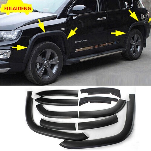 For Jeep Compass 2011-2016 ABS Black Fender Flare Kit Wheel Arch Cover Trim - 第 1/9 張圖片
