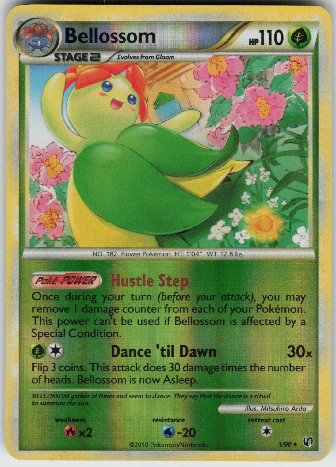 Played Reverse Holo Bellossom 1/90 Undaunted Holo Rare