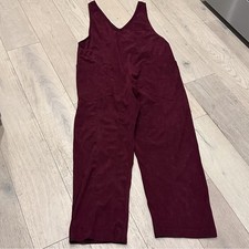 Double Zero Women  s Wide Strap Jumpsuit, Size Large, Burgandy Red