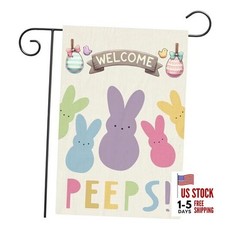 Welcome Easter Garden Flag for Outside 12 18, Bunny Banners Spring Garden Flag