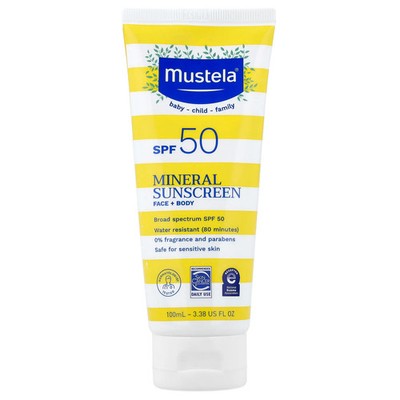 Mineral Sunscreen, Face + Body, SPF 50, 3.38 fl oz (100 ml)