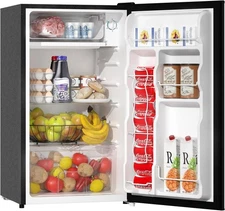 Bangson 3.2Cu.Ft Single Door Compact Mini Fridge With Freezer On Top -Black