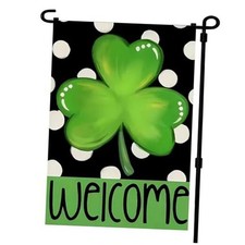 St Patricks Day Shamrock Garden Flags 12x18 Inch -Double Sided Heavy Duty