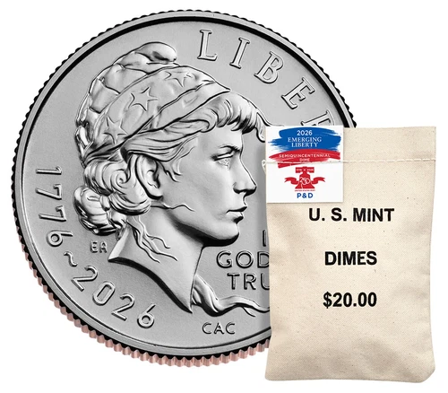 NEW | 2026 Emerging Liberty Dime 2-Roll Set BAG  (P, D) | PRESALE | SHIPS FREE