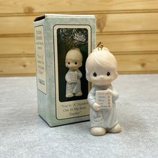 Vintage Enesco Precious Moments Teacher Porcelain Ornament Christmas 3.5in